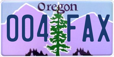 OR license plate 004FAX