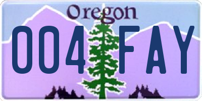 OR license plate 004FAY