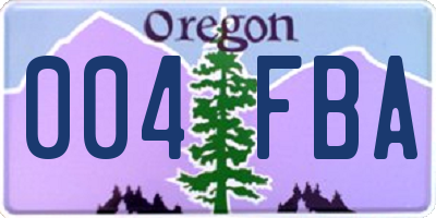 OR license plate 004FBA