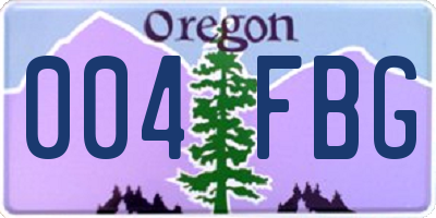 OR license plate 004FBG
