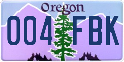 OR license plate 004FBK