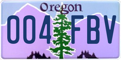 OR license plate 004FBV