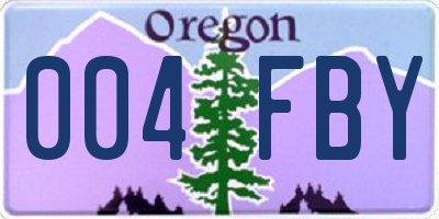 OR license plate 004FBY