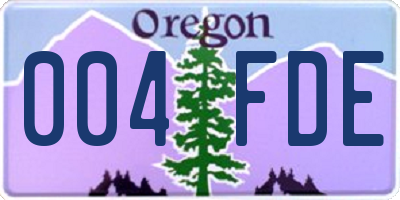 OR license plate 004FDE