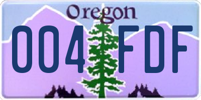 OR license plate 004FDF
