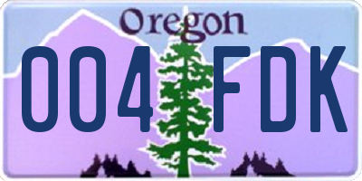 OR license plate 004FDK