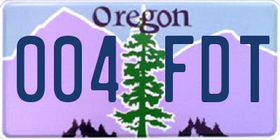 OR license plate 004FDT