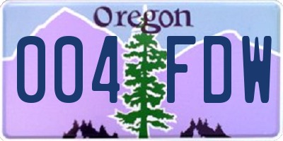 OR license plate 004FDW