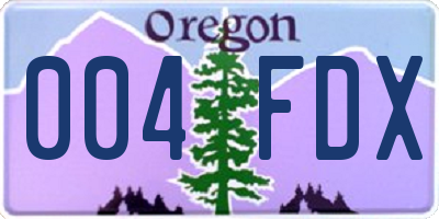 OR license plate 004FDX