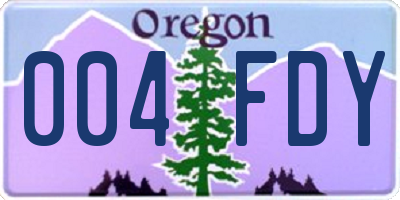 OR license plate 004FDY