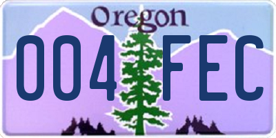 OR license plate 004FEC