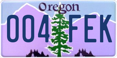 OR license plate 004FEK