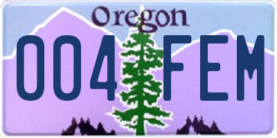 OR license plate 004FEM