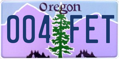 OR license plate 004FET
