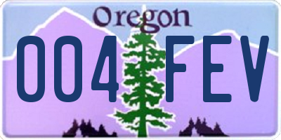 OR license plate 004FEV