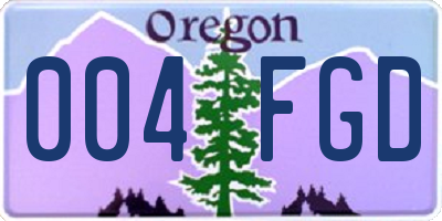 OR license plate 004FGD