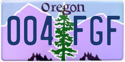OR license plate 004FGF