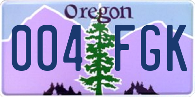 OR license plate 004FGK