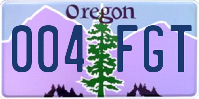 OR license plate 004FGT