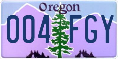 OR license plate 004FGY