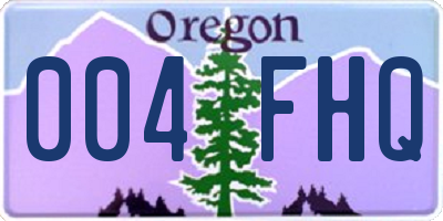 OR license plate 004FHQ