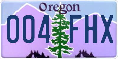 OR license plate 004FHX