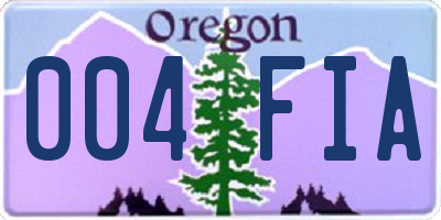 OR license plate 004FIA