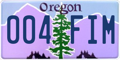 OR license plate 004FIM