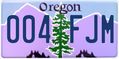 OR license plate 004FJM