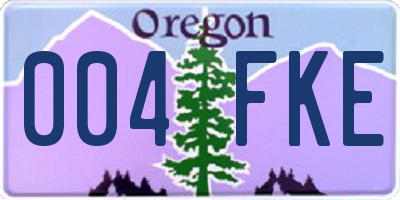 OR license plate 004FKE