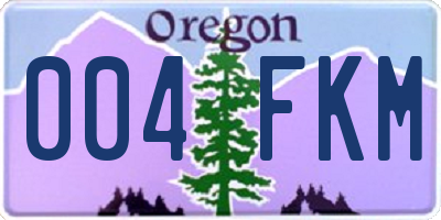 OR license plate 004FKM