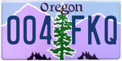 OR license plate 004FKQ