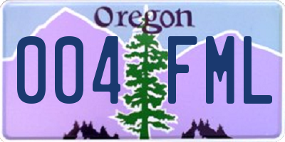 OR license plate 004FML