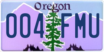 OR license plate 004FMU