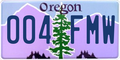 OR license plate 004FMW