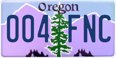 OR license plate 004FNC