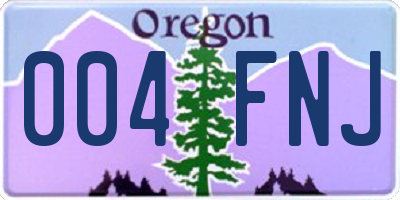 OR license plate 004FNJ