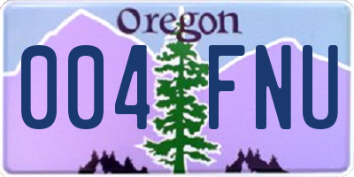 OR license plate 004FNU
