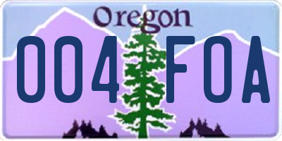 OR license plate 004FOA