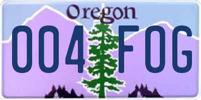 OR license plate 004FOG