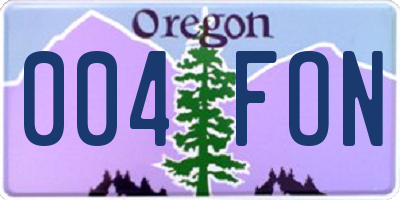 OR license plate 004FON