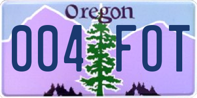 OR license plate 004FOT