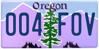 OR license plate 004FOV