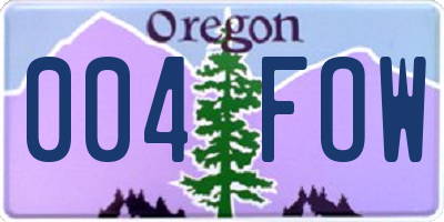 OR license plate 004FOW