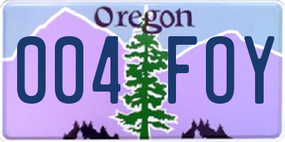 OR license plate 004FOY
