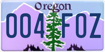 OR license plate 004FOZ