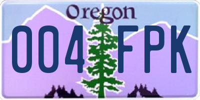 OR license plate 004FPK