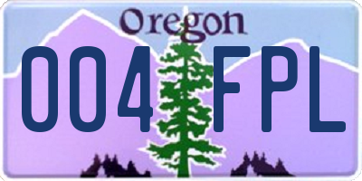 OR license plate 004FPL