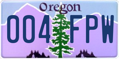 OR license plate 004FPW