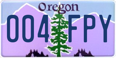 OR license plate 004FPY
